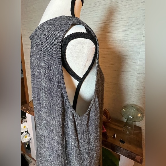 Eileen Fisher Gray Tweed Woven Textured Linen Viscose Crepe Tank Dress Size M - Picture 4 of 6